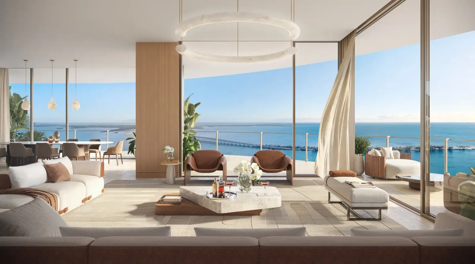 619 Brickell — waterfront living room rendering