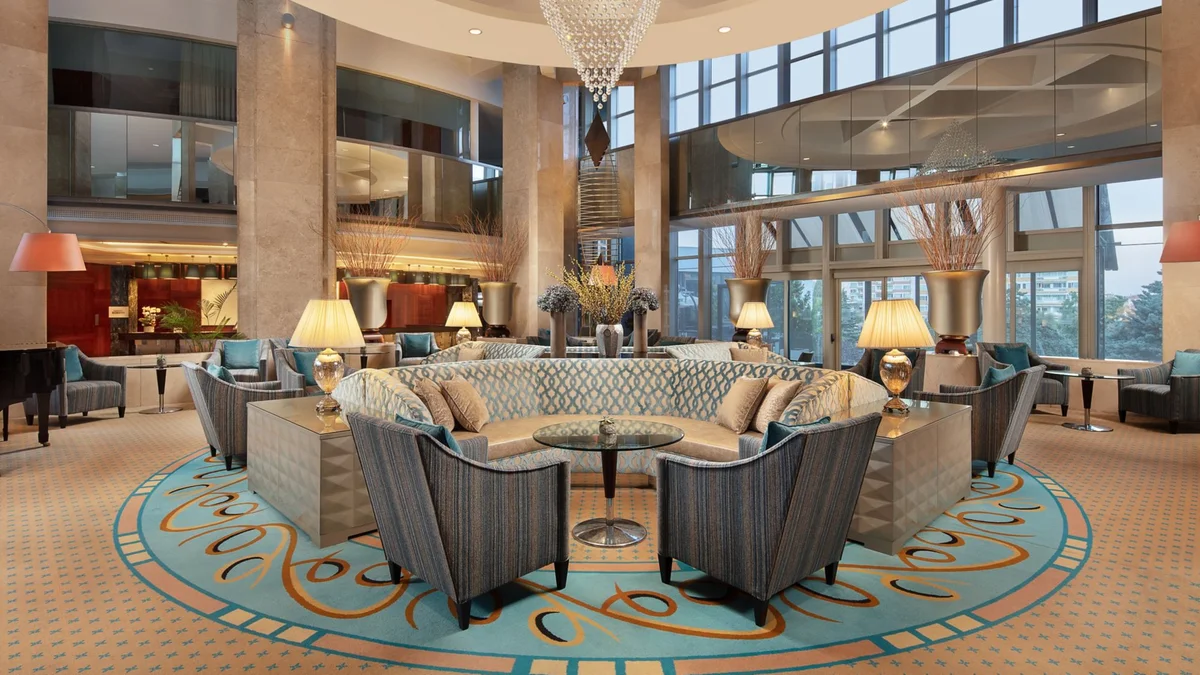 Sheraton Ankara lobby with large windows and seating