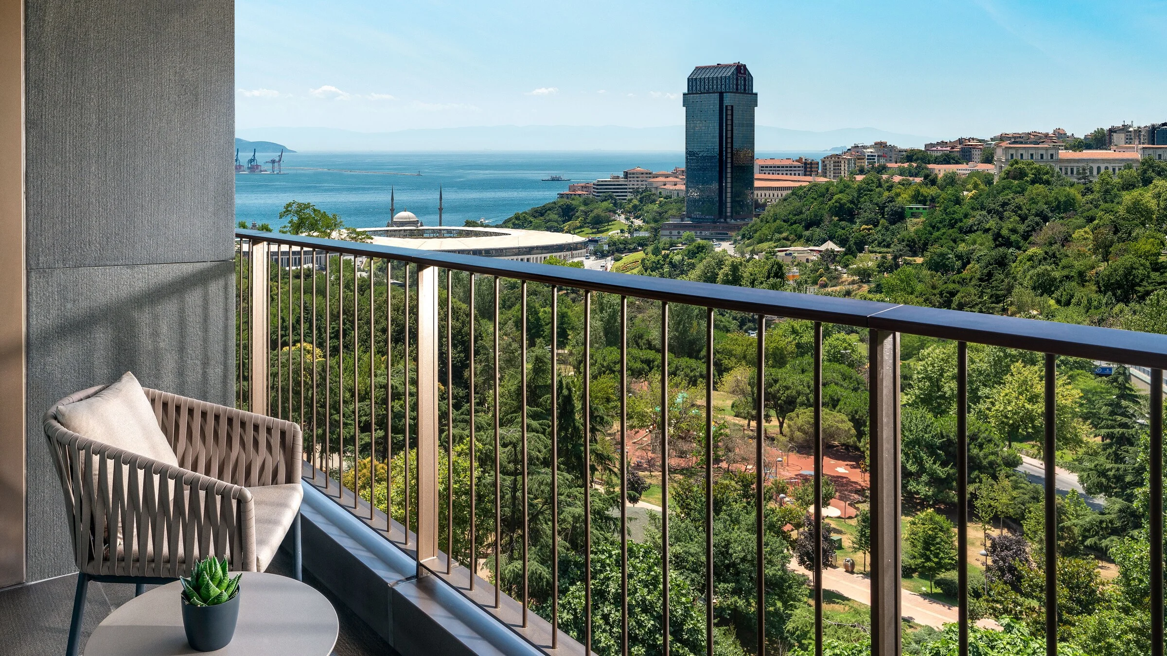 Maçka Park and the Bosphorus from The St. Regis Istanbul terrace